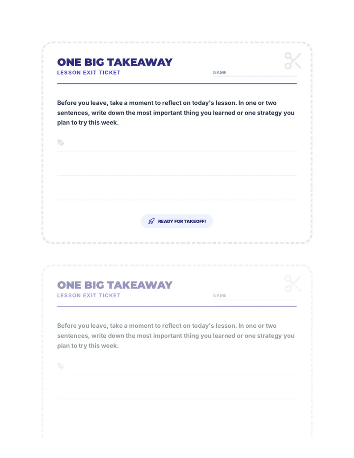 Big Takeaway Exit Ticket