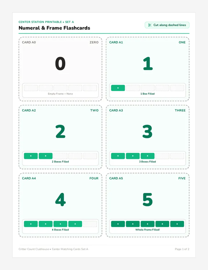 Critter Match Cards Activity