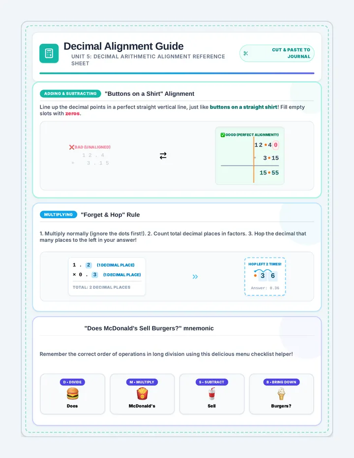 Decimal Alignment Anchor Sheet