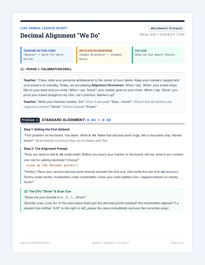 Alignment Showdown Teacher Guide page 1