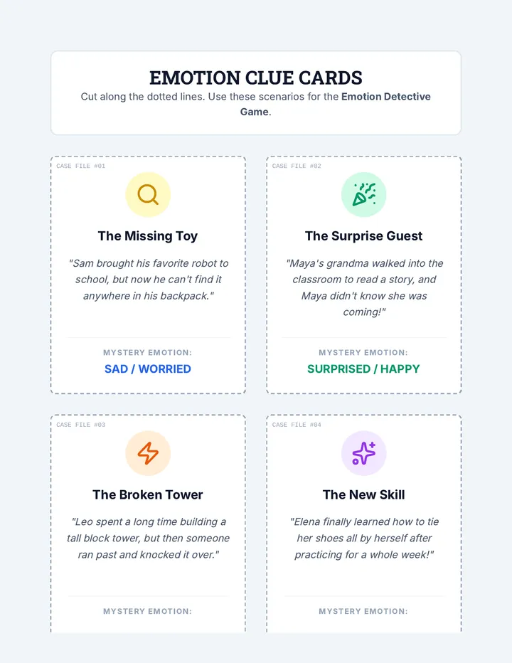 Clue Cards Printable