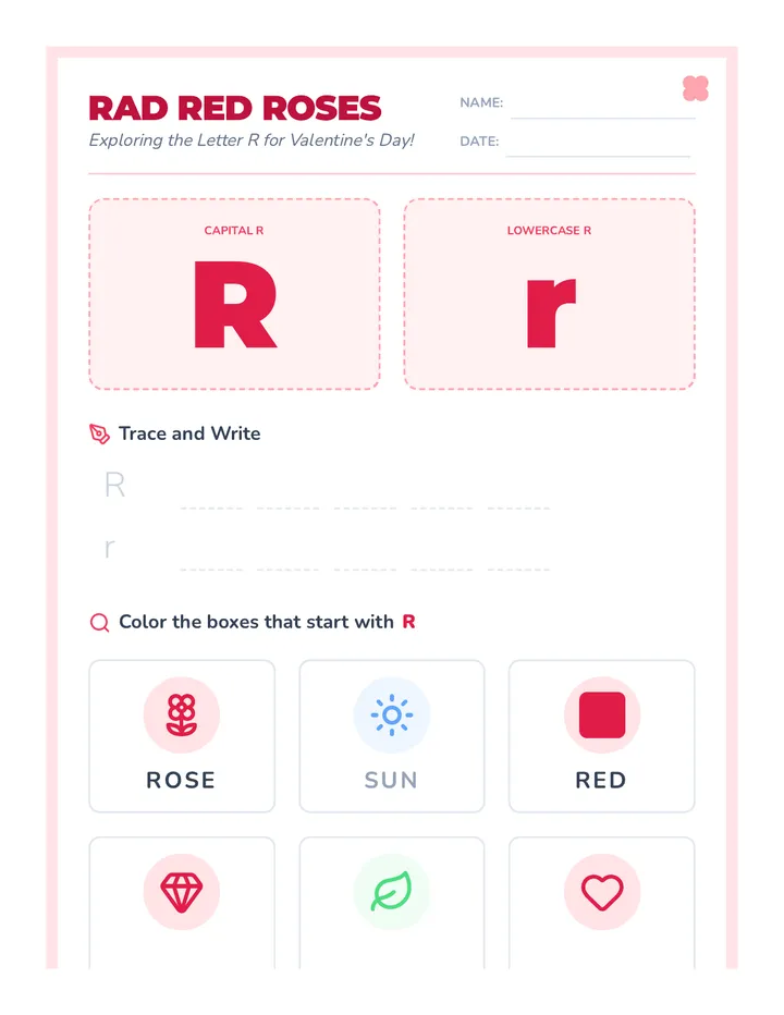 Letter R Rose Worksheet