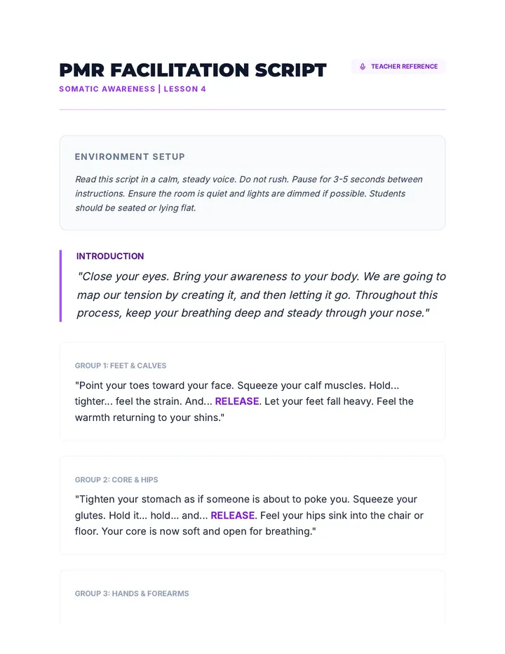 PMR Facilitation Script Teacher Resource