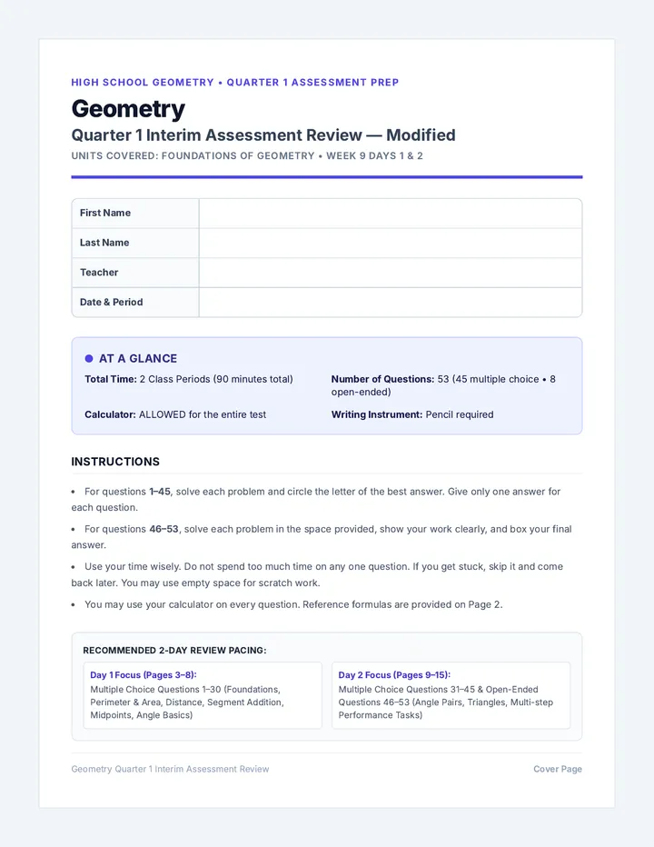 IA Review Student Packet