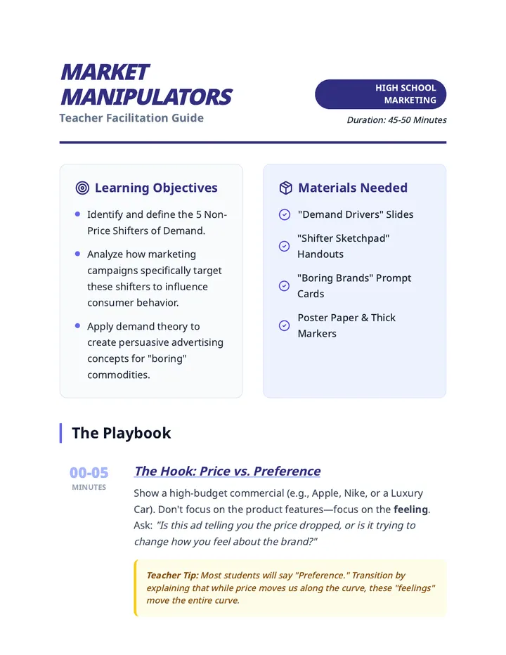 Market Manipulators Teacher Guide