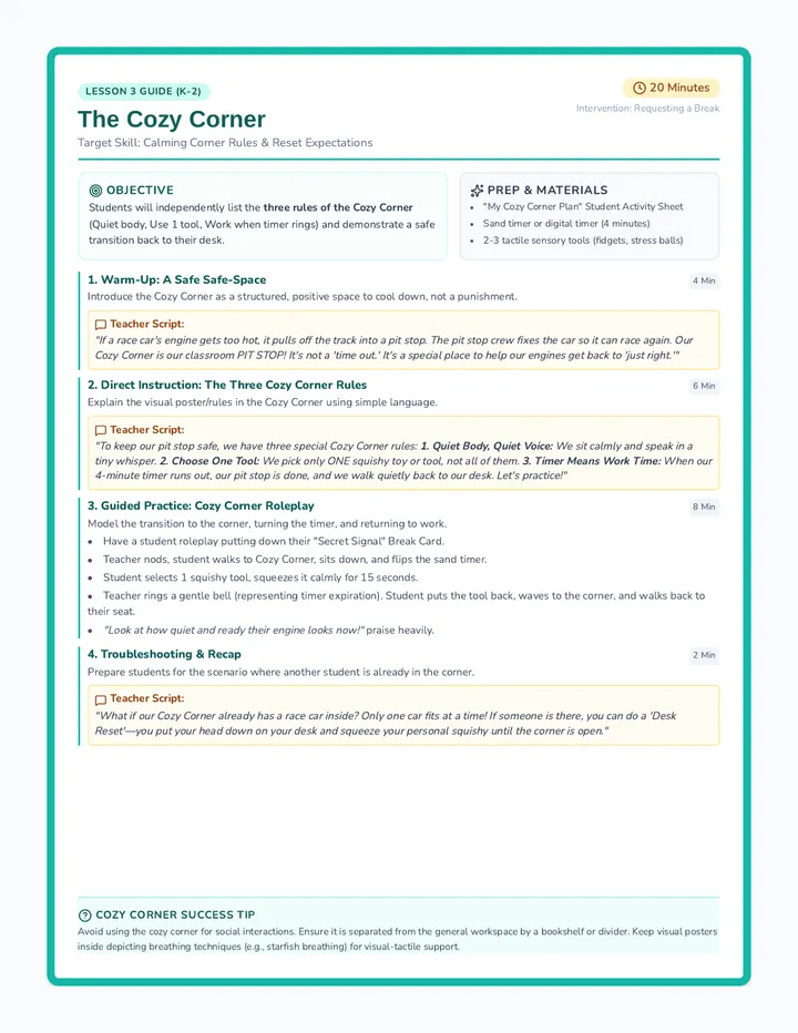 The Cozy Corner Teacher Guide