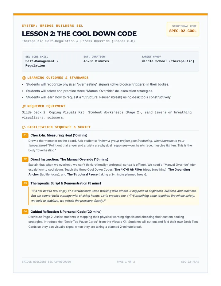 The Cool Down Code Worksheet