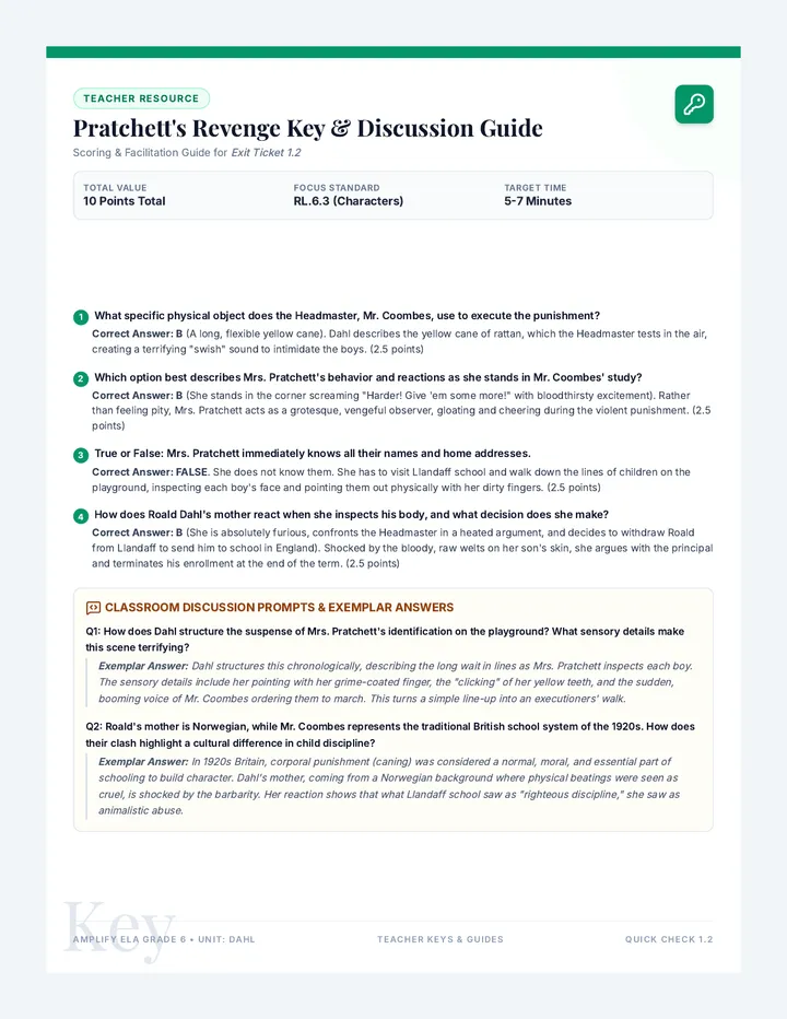 Pratchetts Revenge Teacher Guide
