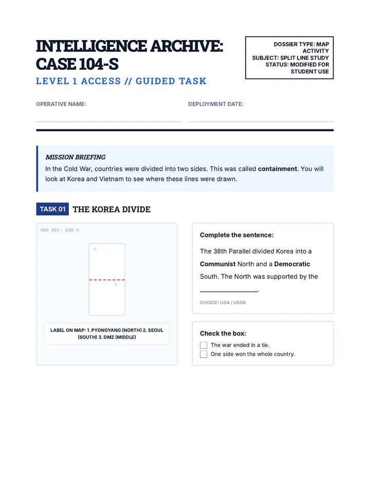 Split Line Simplified Worksheet
