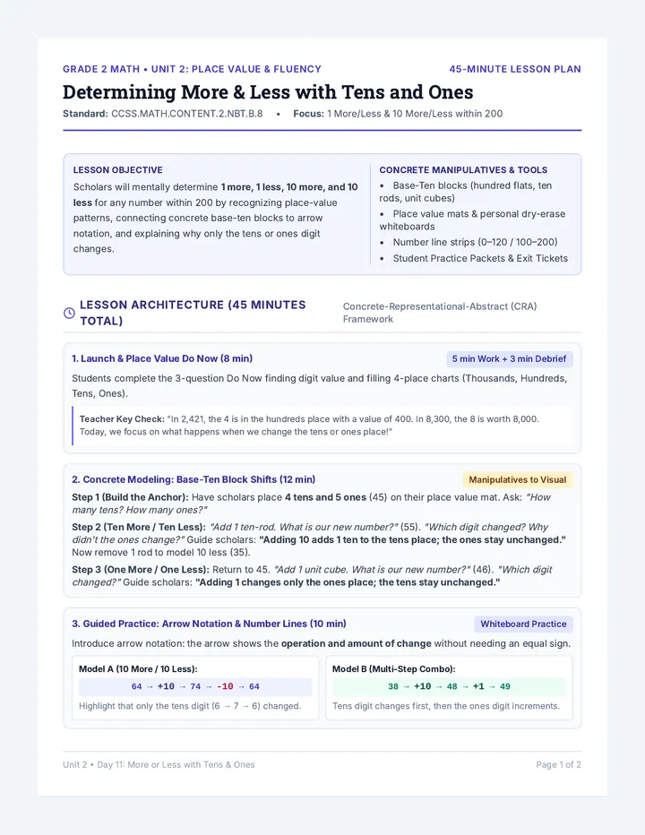 More or Less Lesson Plan