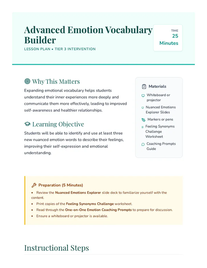 Vocabulary Builder Lesson Plan