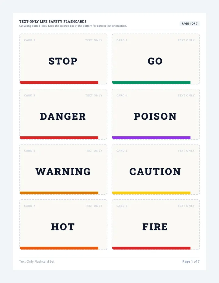 Printable Text Flashcard Set