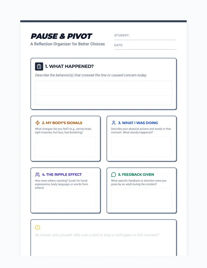 Pause Pivot Reflection Organizer page 1