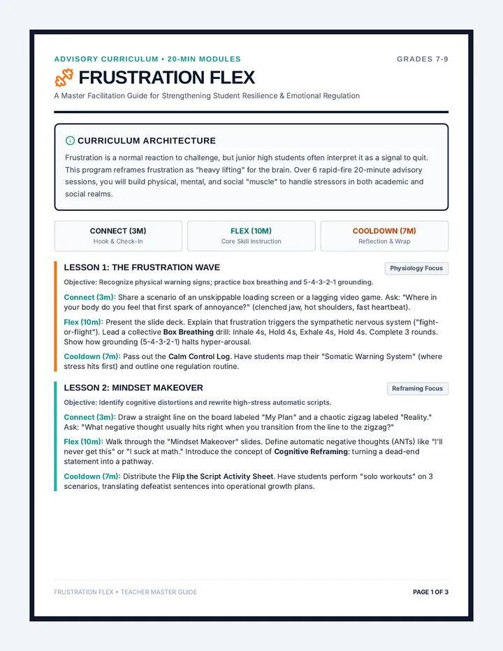 Frustration Flex Teacher Guide