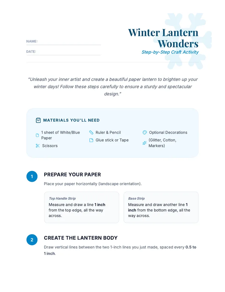 Winter Lantern Wonders Activity