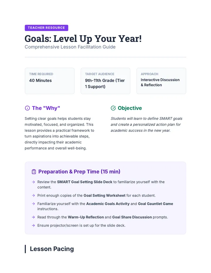 Goals Lesson Plan Guide