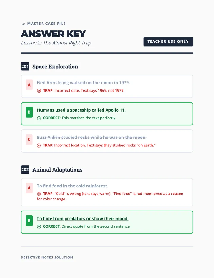 Trap Answer Key