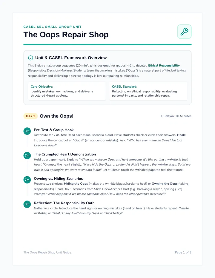 Oops Repair Teacher Guide
