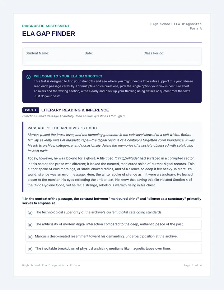 Gap Finder Student Assessment