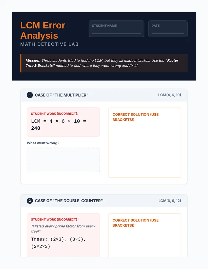 Error Analysis Worksheet
