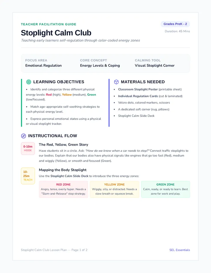 Stoplight Calm Lesson Plan