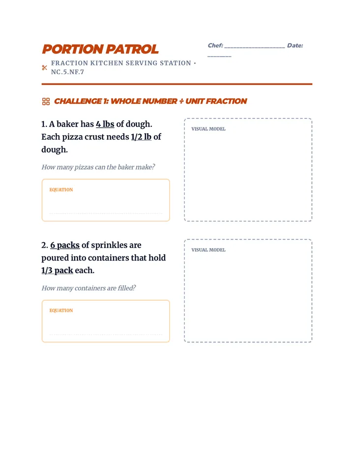 Portion Patrol Worksheet