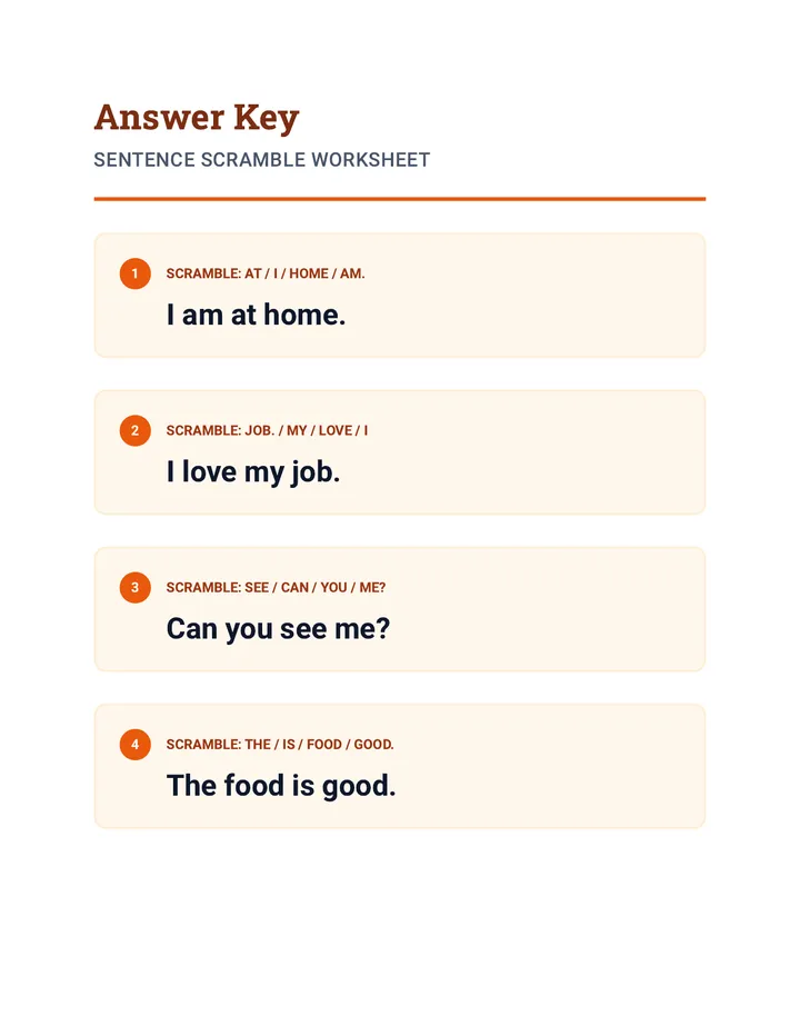 Scramble Answer Key