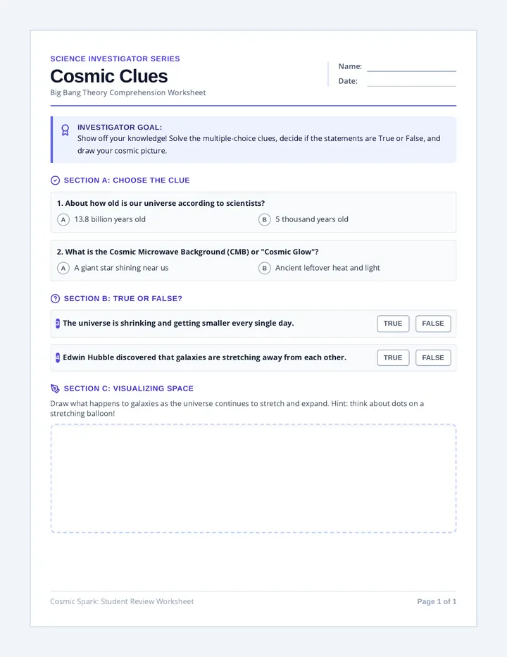 Cosmic Clues Worksheet