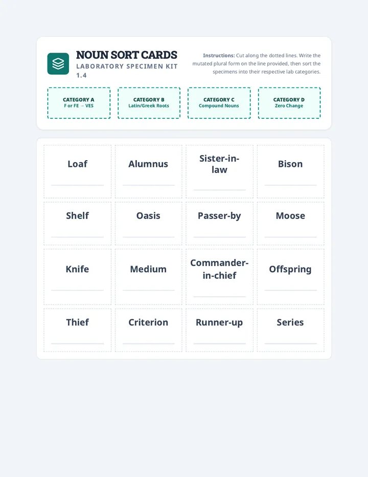 Noun Sort Cards