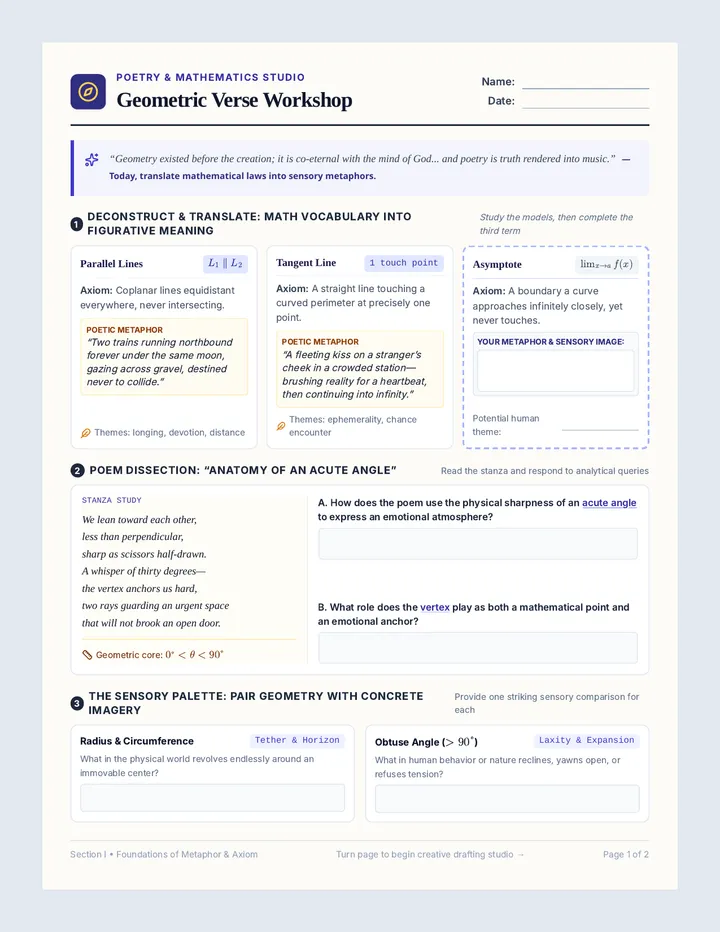 Geometric Verse Workshop Worksheet