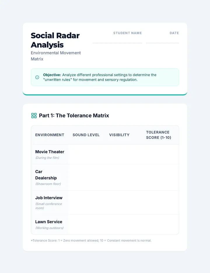 Social Radar Worksheet