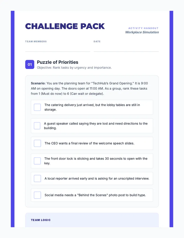 Challenge Pack Activity Handout