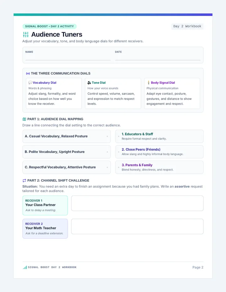 Audience Tuners Worksheet