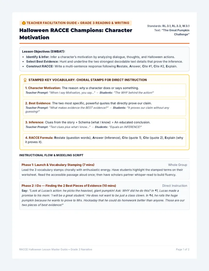 RACCE Strategy Teacher Guide