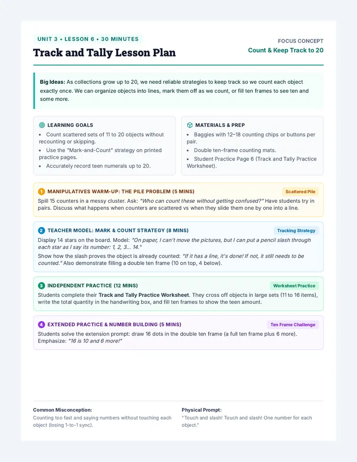 Track Tally Lesson Plan
