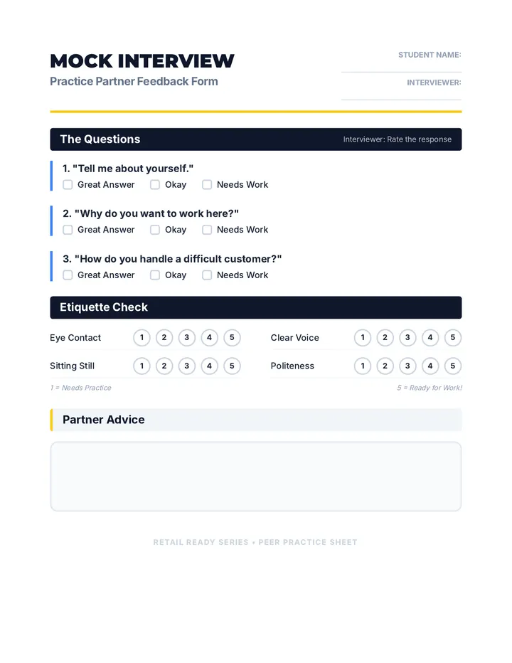 Mock Interview Feedback Worksheet