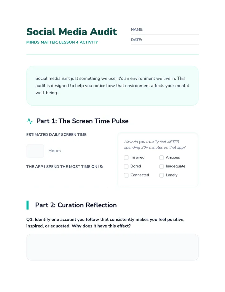 Social Media Audit Worksheet