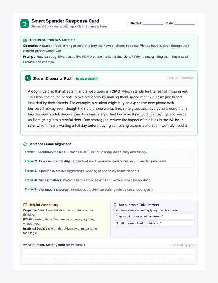 Smart Spender Response Card