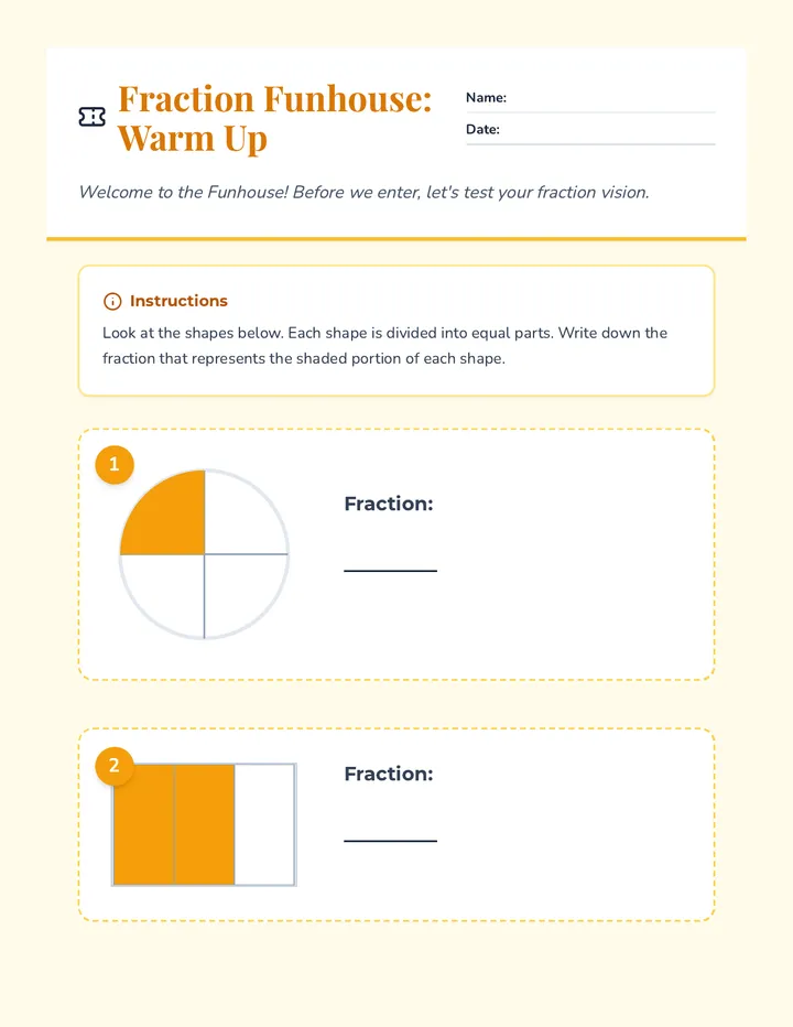 Warm Up Fraction Challenge