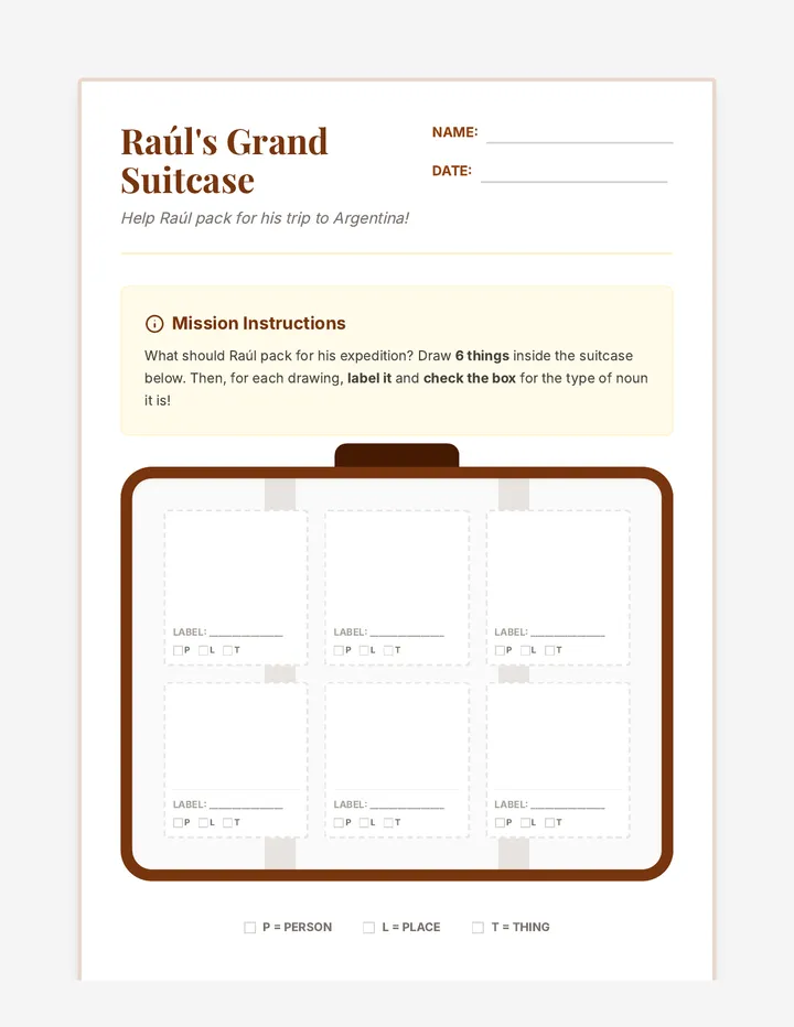 Rauls Suitcase Worksheet
