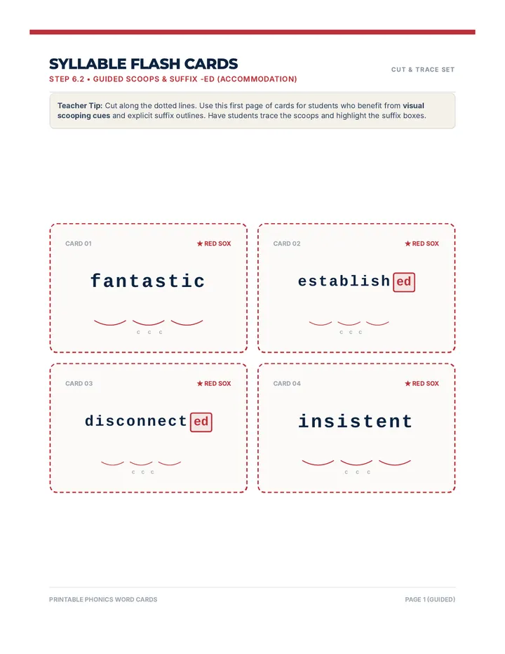 Syllable Showdown Word Cards
