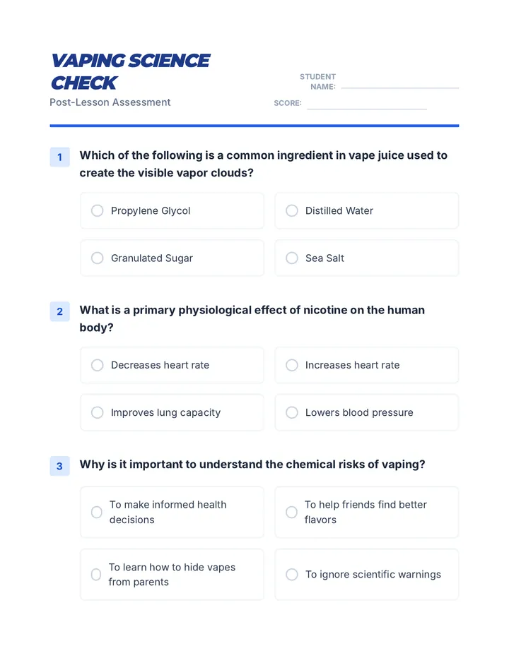 Vaping Science Quiz