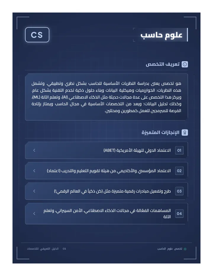تعريف تخصص علوم الحاسب
