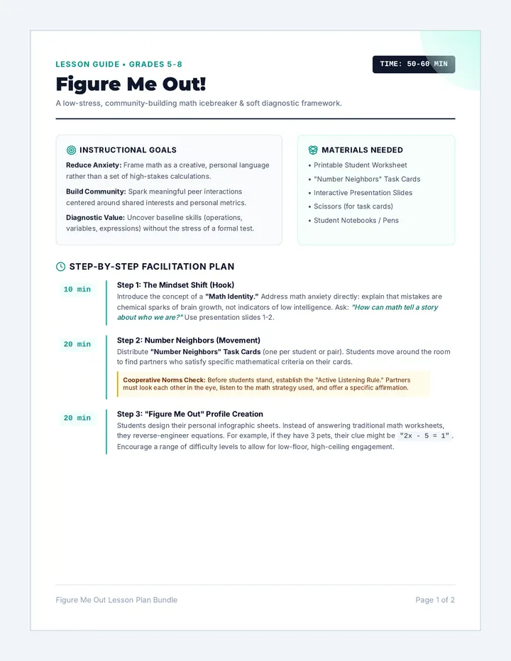 Figure Me Out Teacher Guide