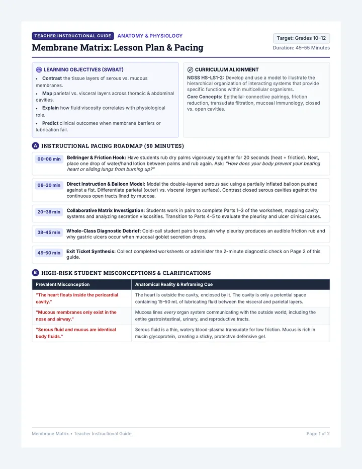 Membrane Matrix Teacher Guide