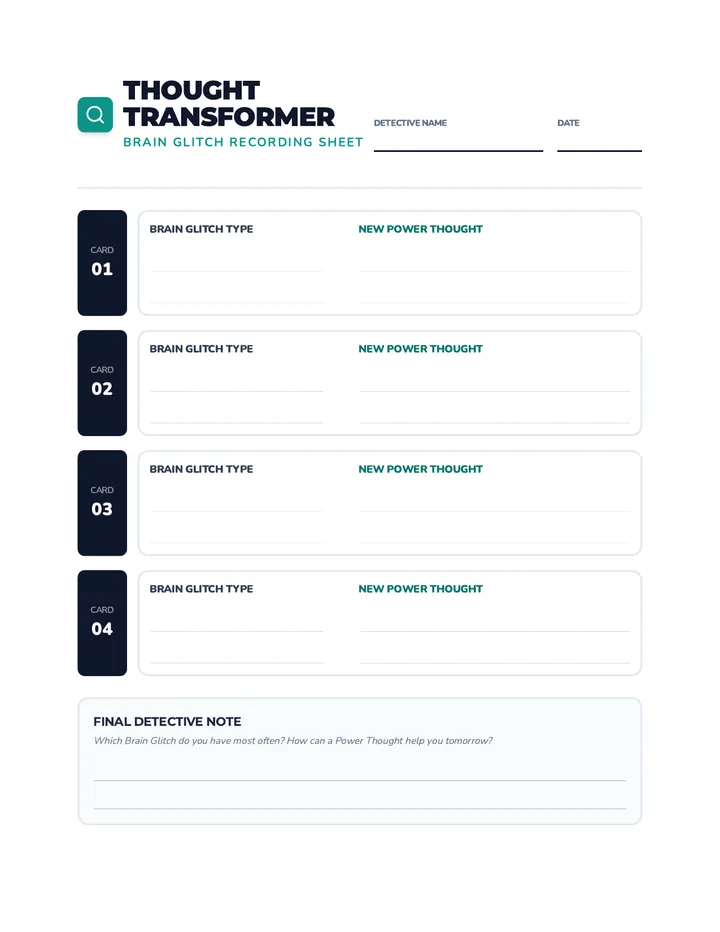Thought Transformer Recording Sheet