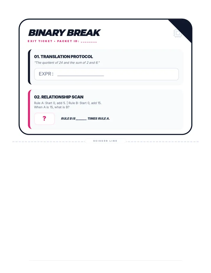 Binary Break Exit Ticket