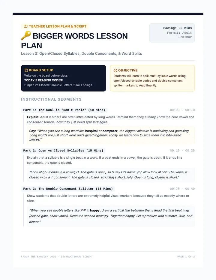 Bigger Words Lesson Plan