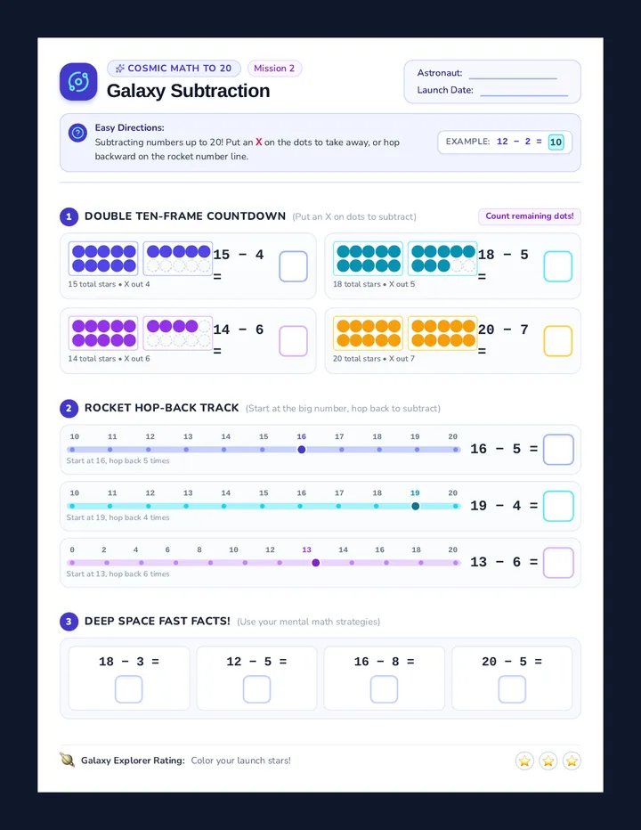 Galaxy Subtraction Worksheet