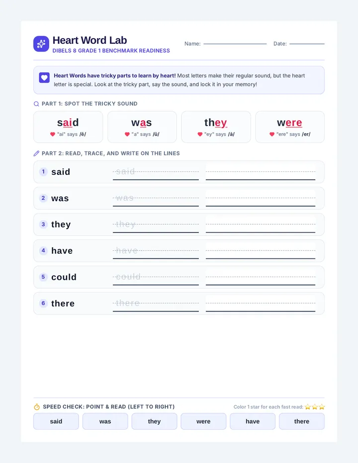 Tricky Words Practice Packet